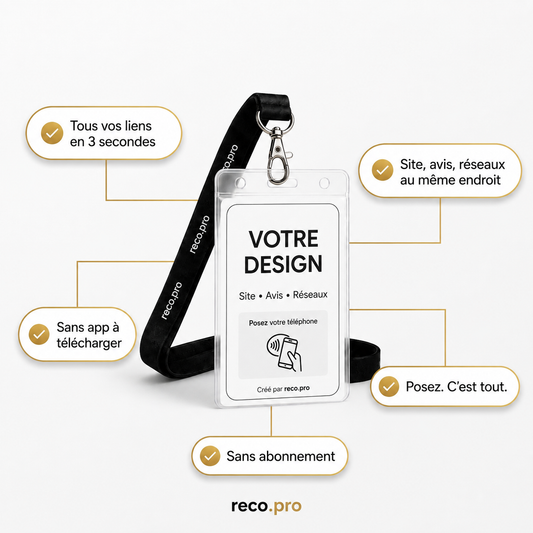 Carte de visite NFC personnalisée Reco.pro (Mini-site inclus)