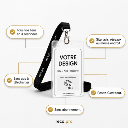 Carte de visite NFC personnalisée Reco.pro (Mini-site inclus)