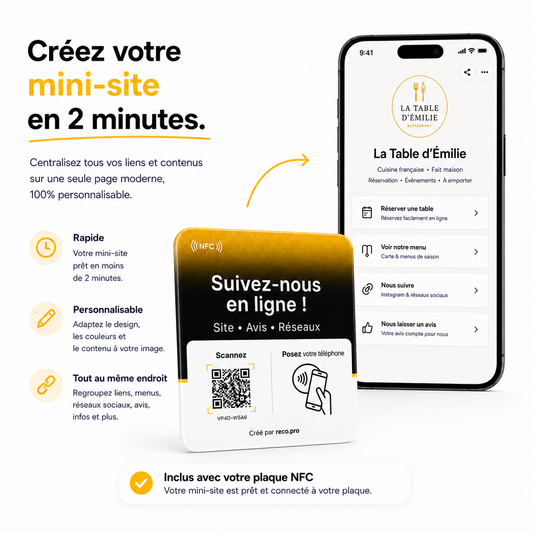 Plaque NFC Multi-liens avec mini-site